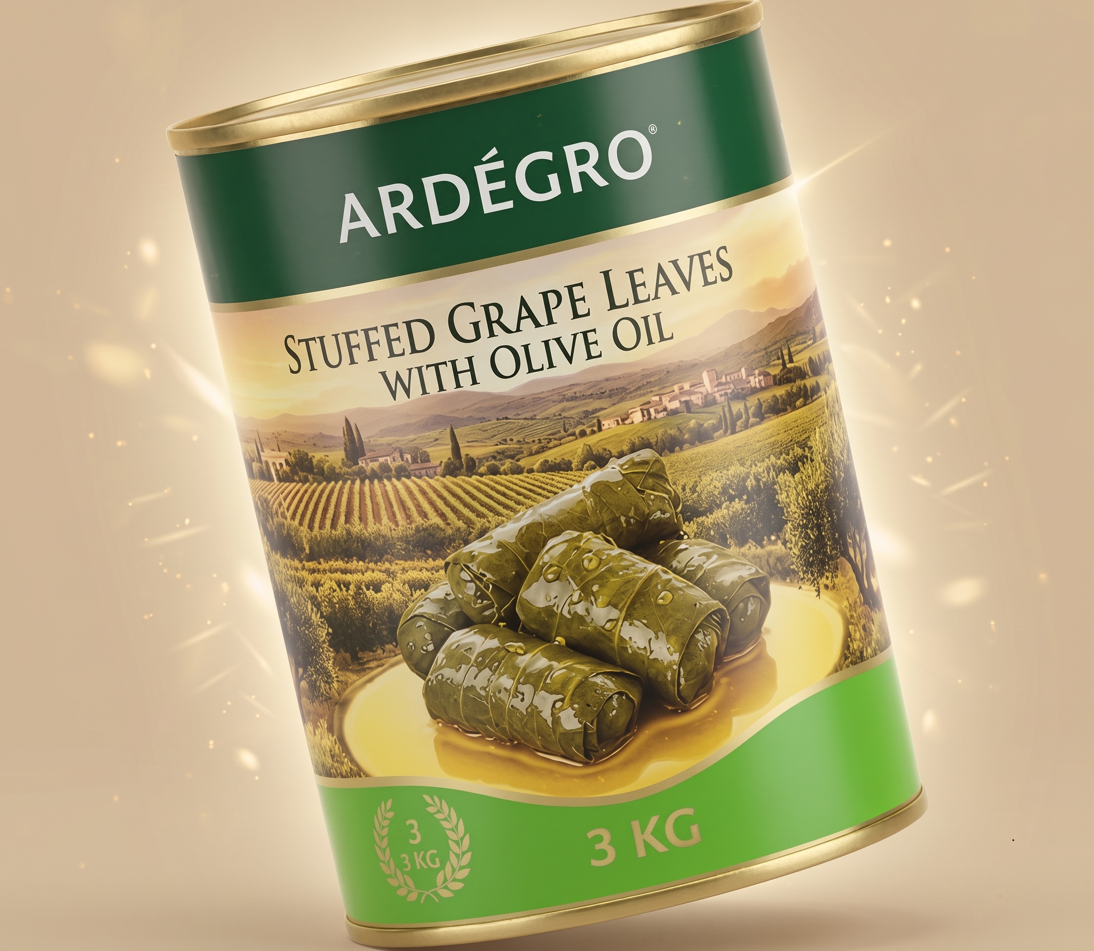 ARDEGRO Stuffed Grape Leaves with Olive Oil 3kg tin